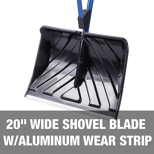 Snow Joe SJ-SHLV20 Shovelution 20-Inch, Strain-Reducing Snow Shovel w/ Spring Assisted Handle + Impact-Resistant Blade, Blue