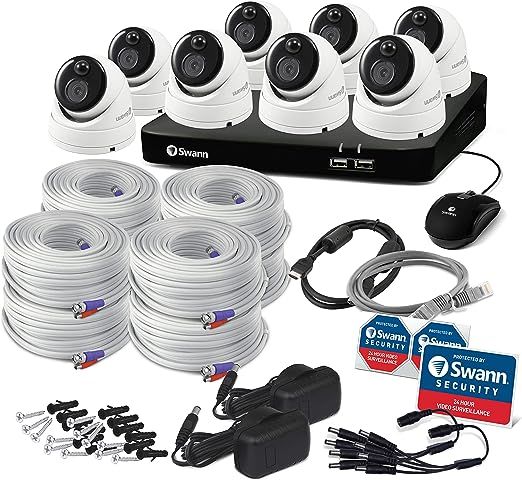 Swann Security Camera System with 2TB Storage, 4K Ultra HD 8-Channel Wired DVR with 8 Dome Cameras, Night Vision, Weatherproof, True Detect Heat Sensing, 24/7 Recording for Indoor Outdoor Home,5680